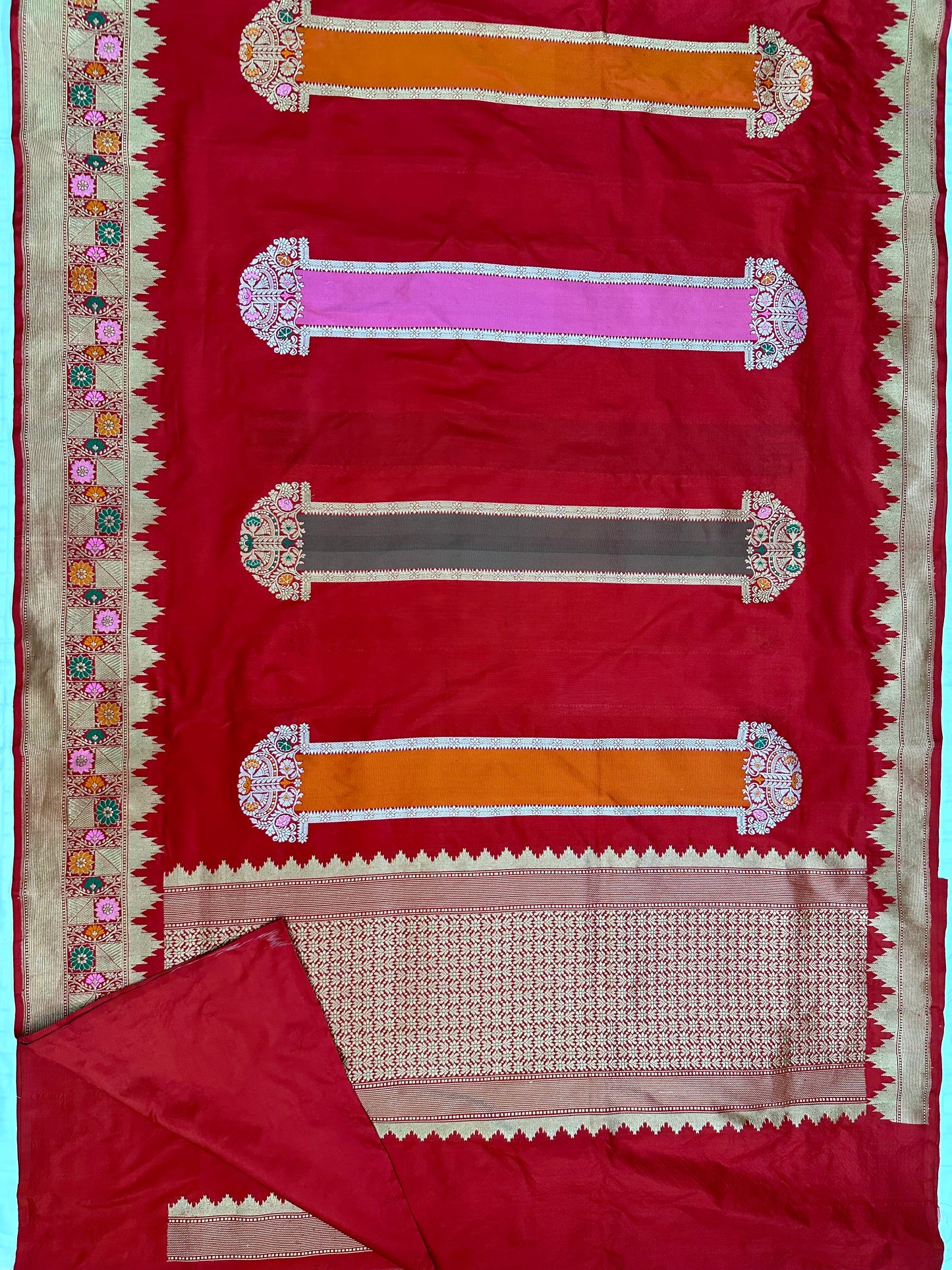 Red Designers Handloom Banarasi Katan by Katan Silk Saree