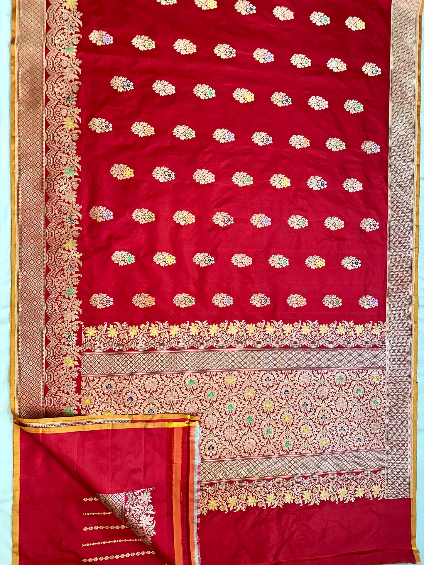 Red Designer Handloom Banarasi Katan by Katan Silk Saree