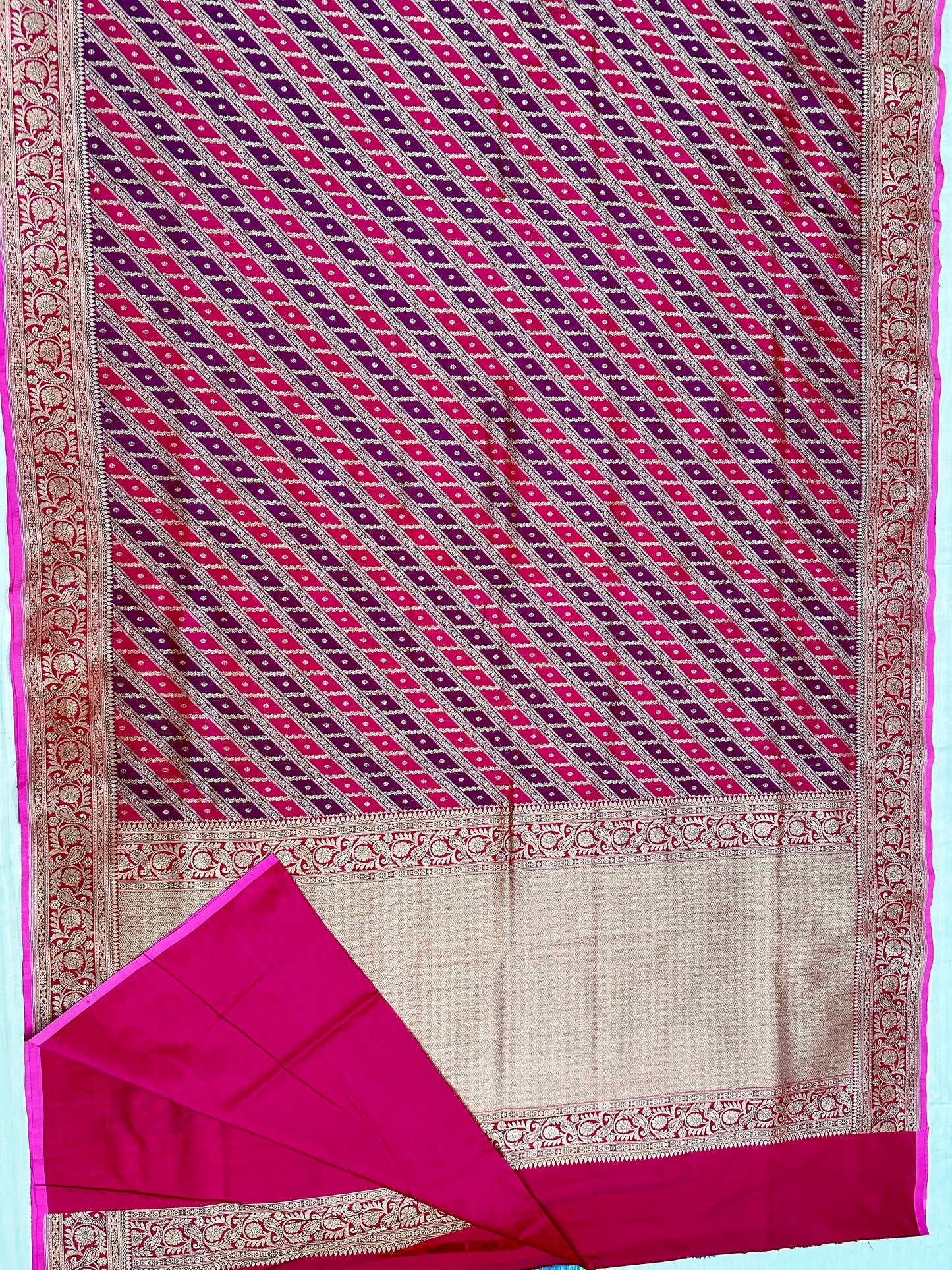 Rani Pink Rangkat Banarasi katan Silk Saree