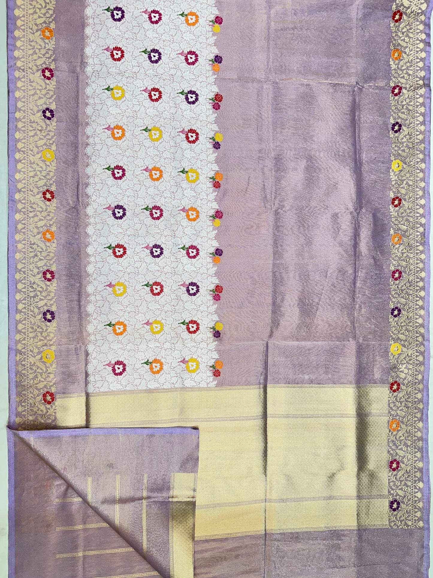 Lavender Designer Handloom Banarasi Tissue Silk Saree