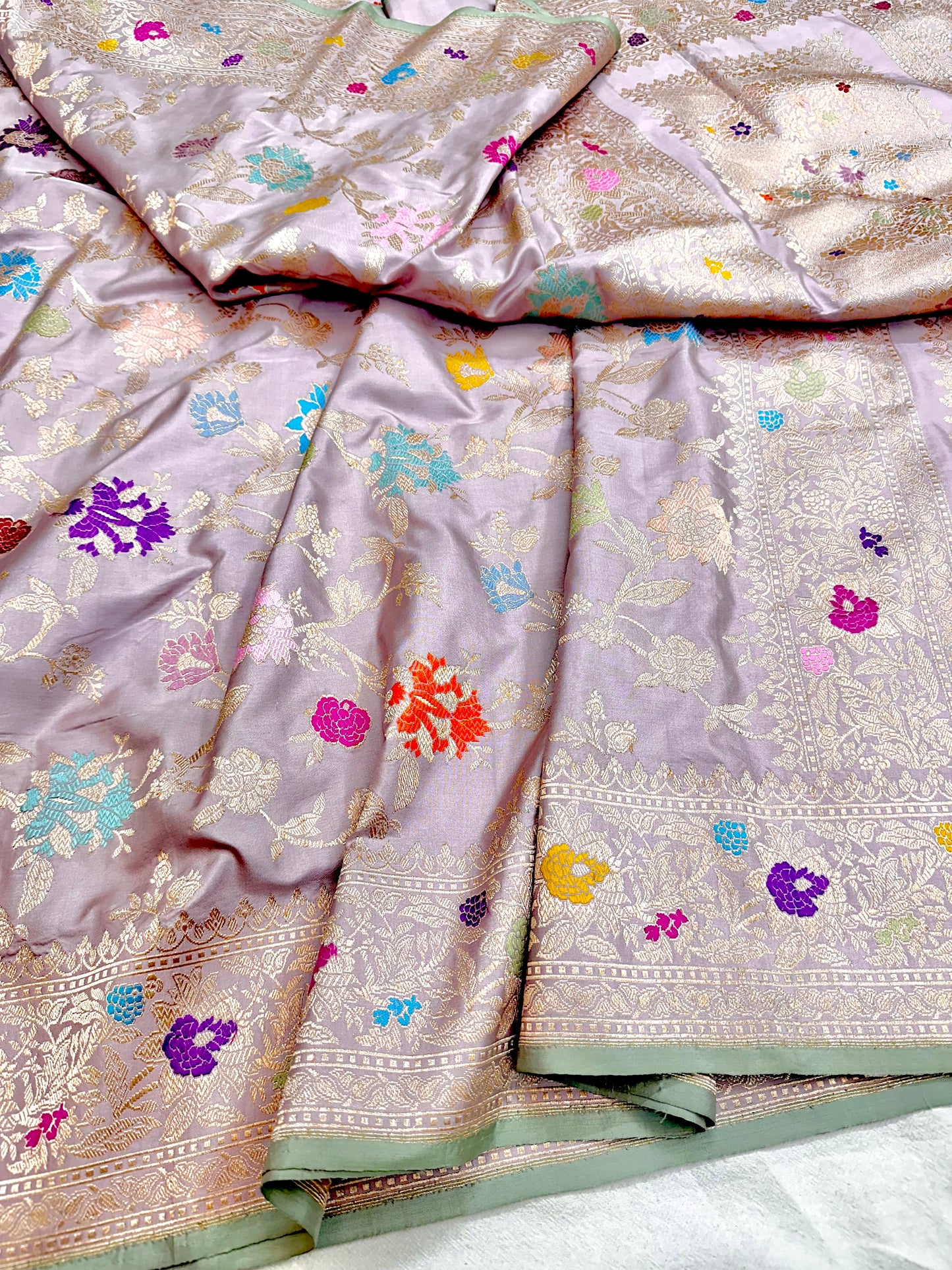 Lilac Handloom Banarasi Katan by Katan Silk Saree