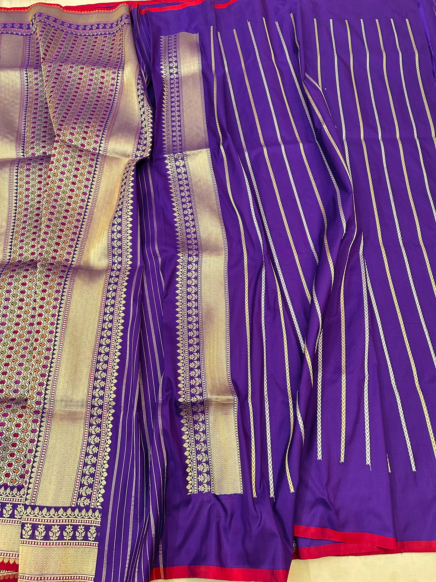 Purple Pure Handloom Banarasi Katan by Katan Silk Kadhwa weave Saree