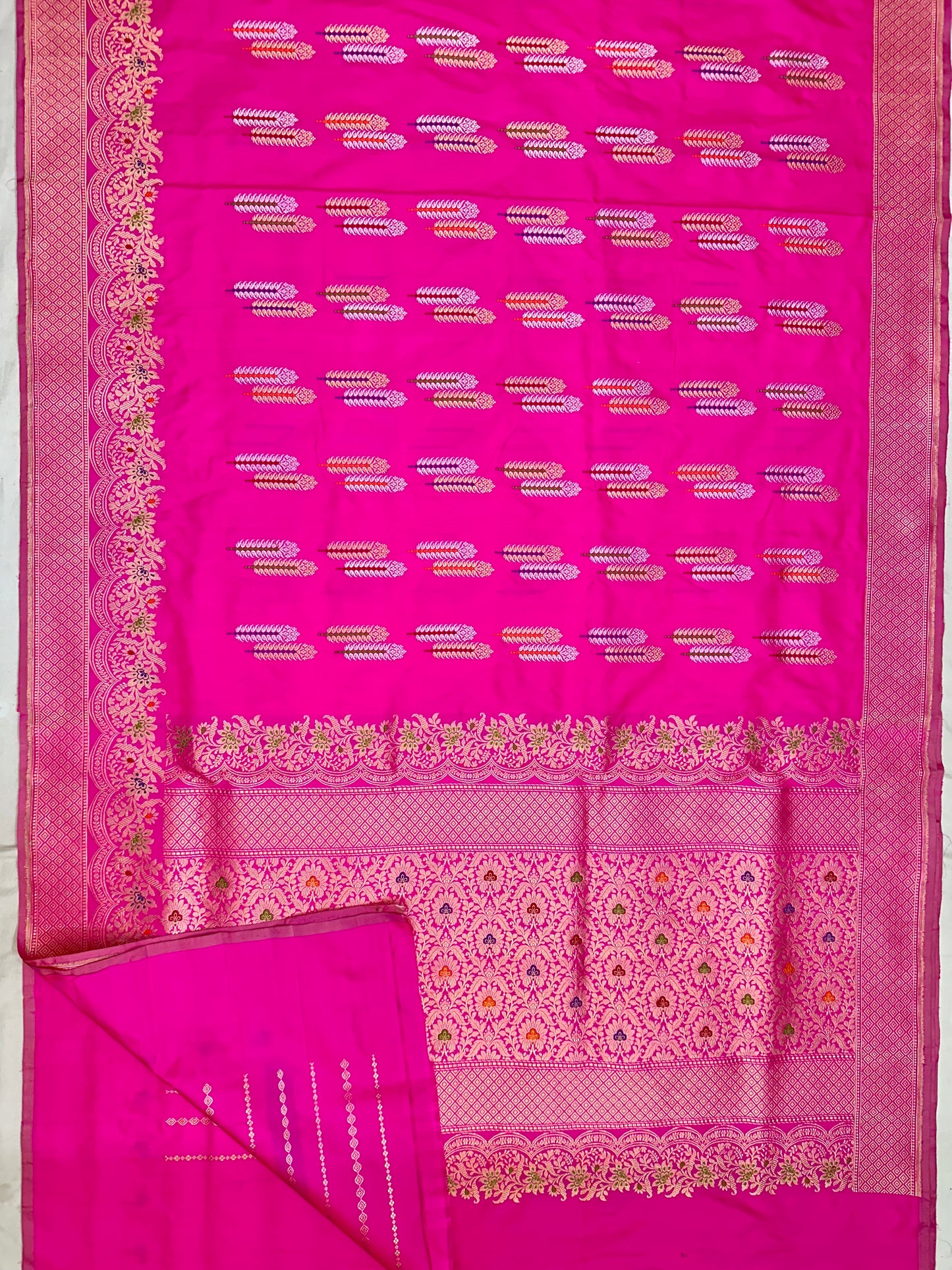 Rani pink Designers Handloom Banarasi Katan by Katan Silk Saree