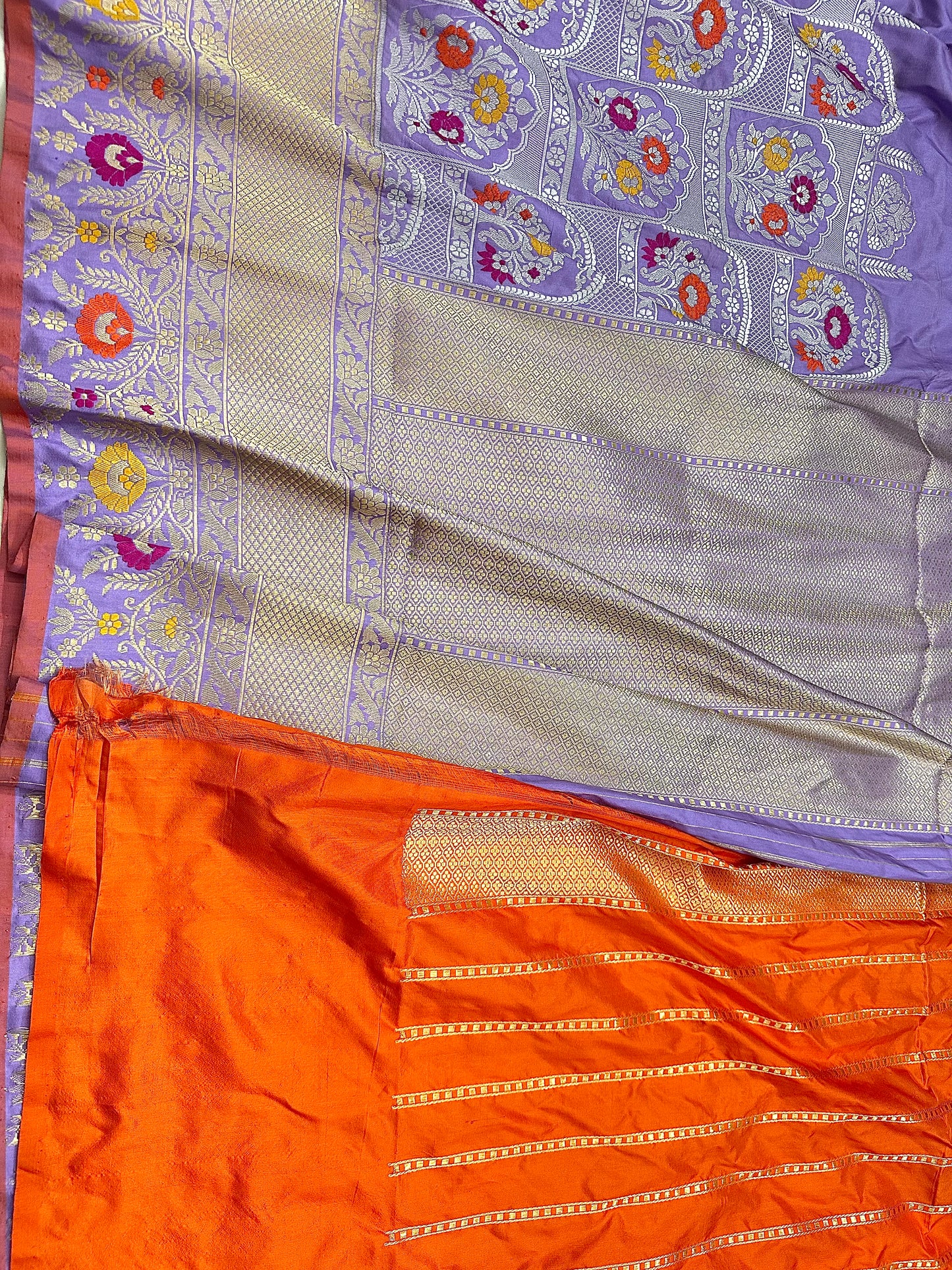 Lavender Skirt Pattern Designer Handloom Pure Banarasi Katan by Katan Silk Kadhwa weave Saree