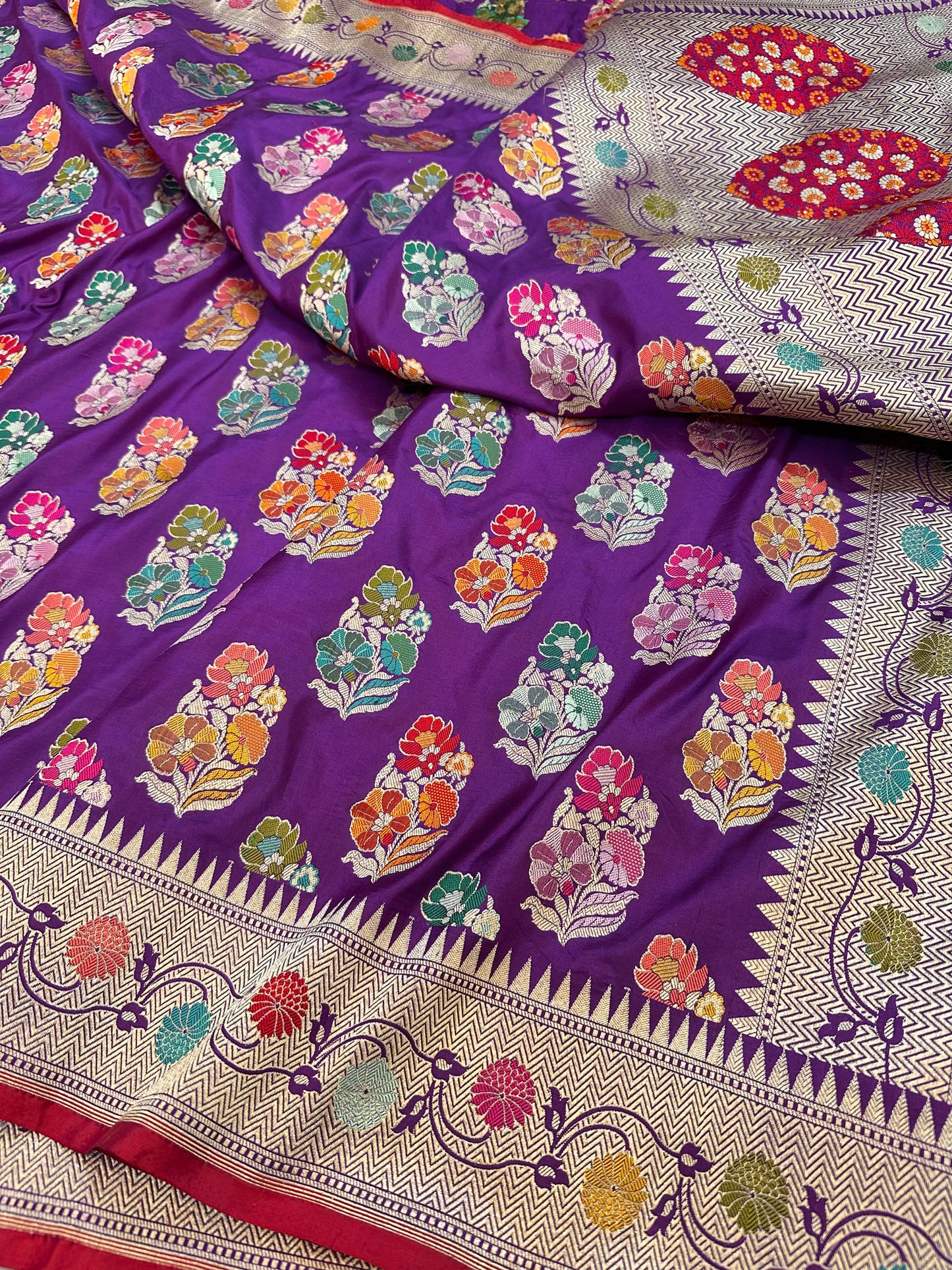Magenta Banarasi katan Silk Saree