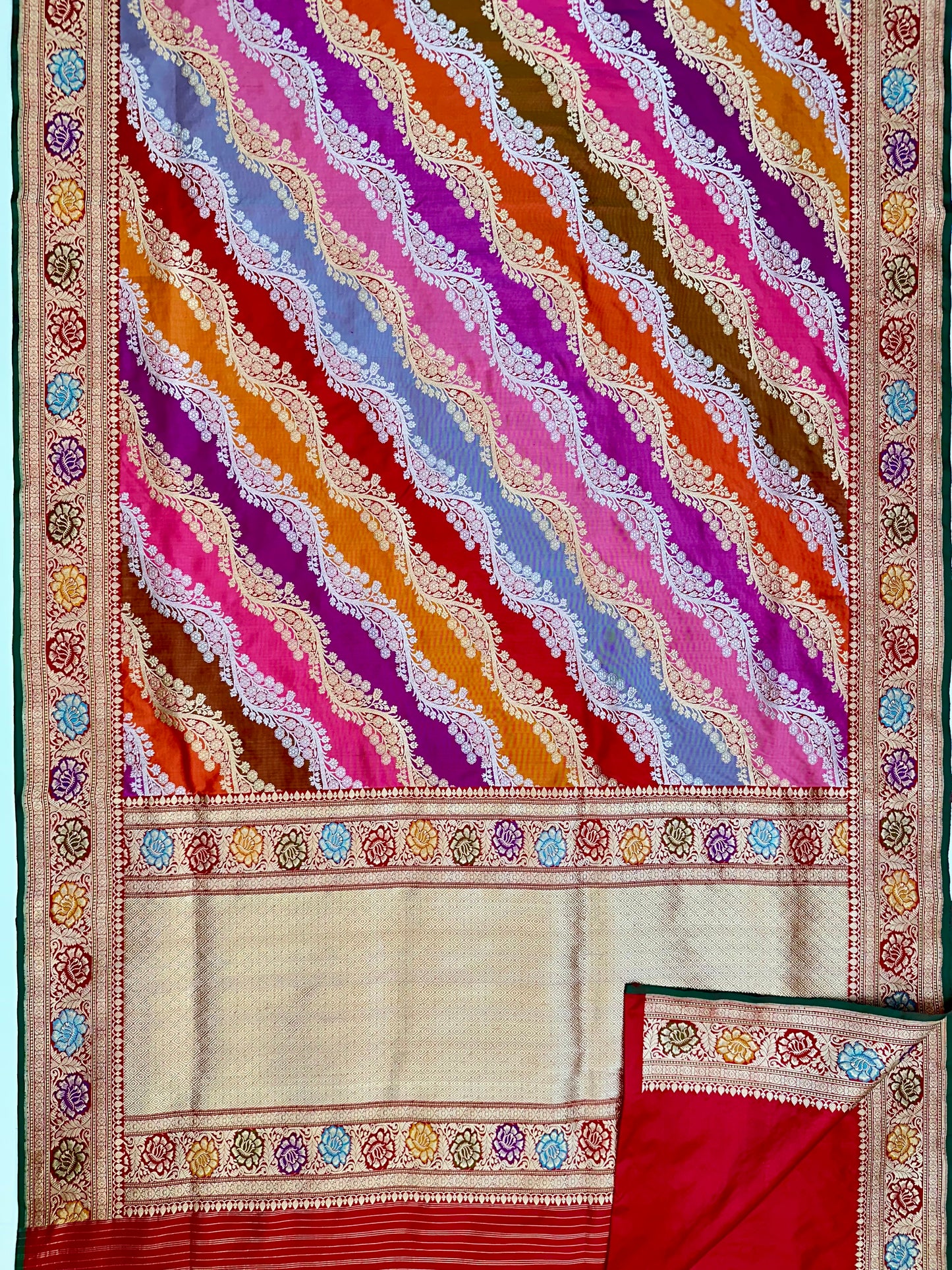 Red Luxury Rangkat designer Pure Handloom Banarasi Katan by Katan Silk Kadhwa weave Saree