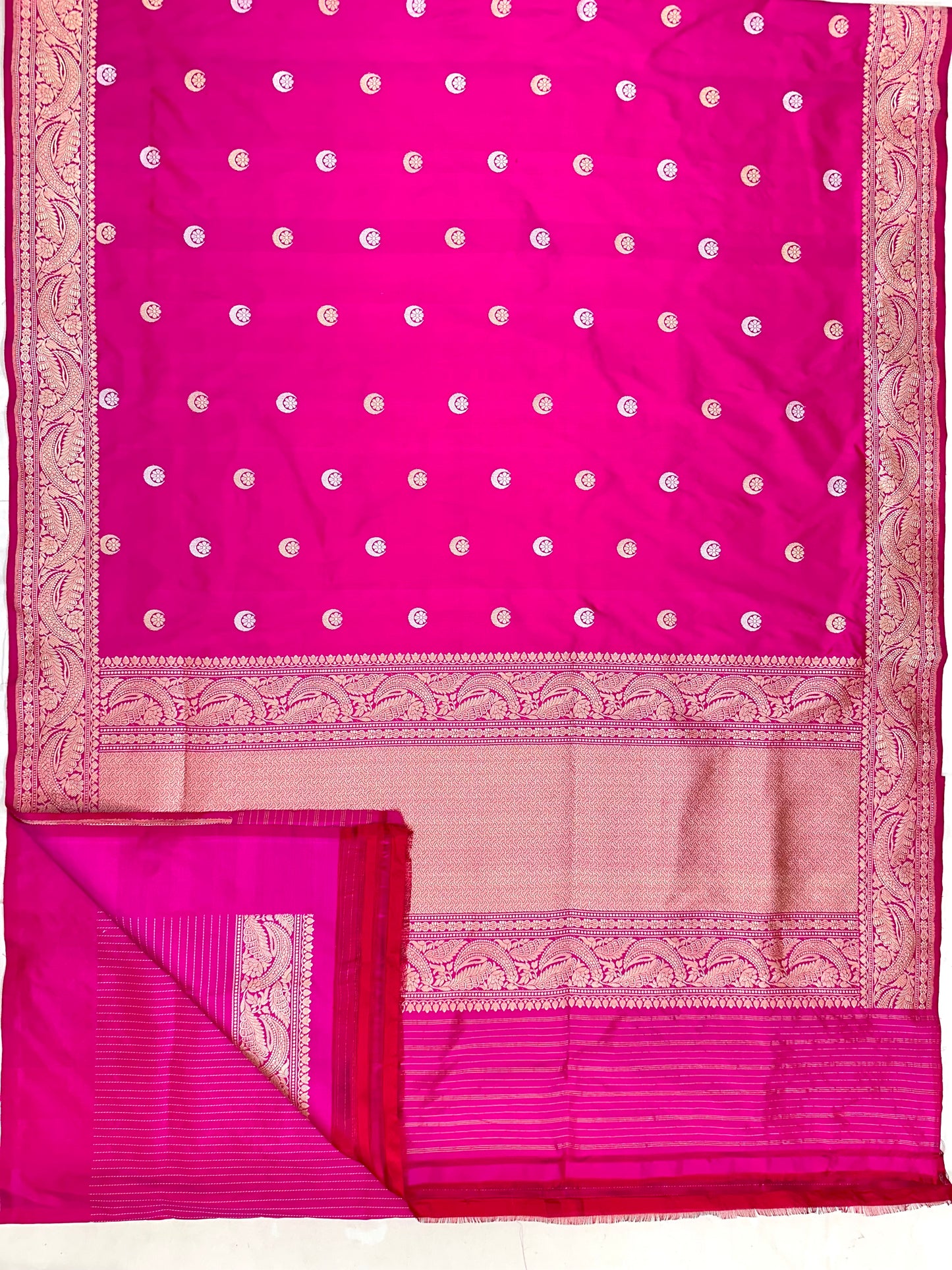 Rani pink Handloom Banarasi Katan by Katan Silk Saree