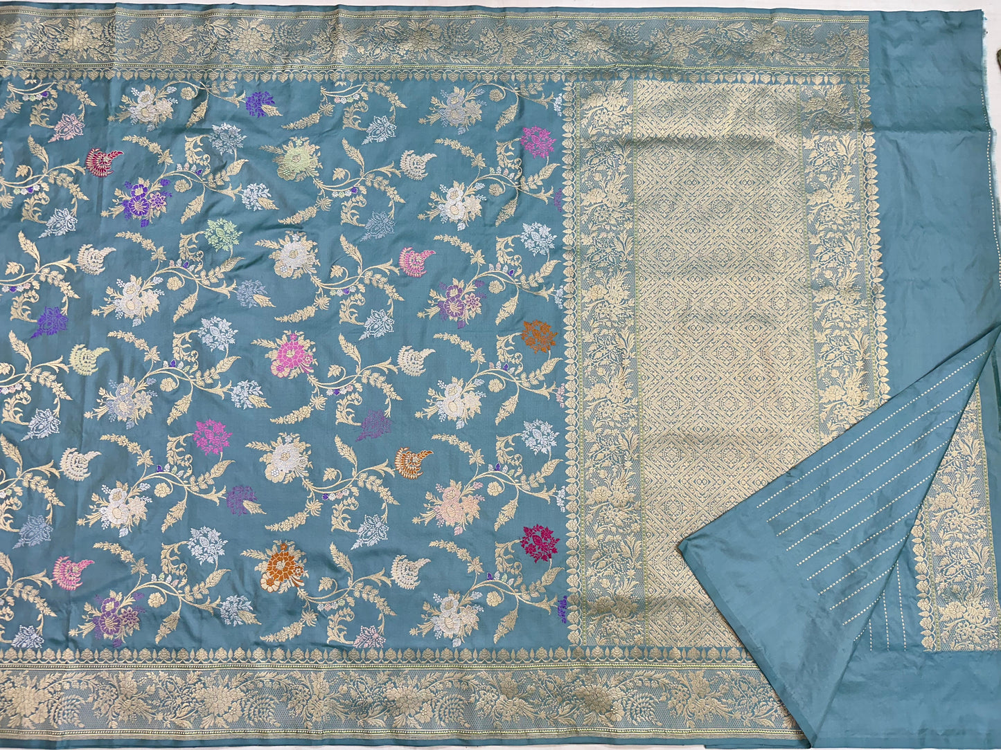 Valley Green Pure Handloom Banarasi Katan by Katan Silk Saree