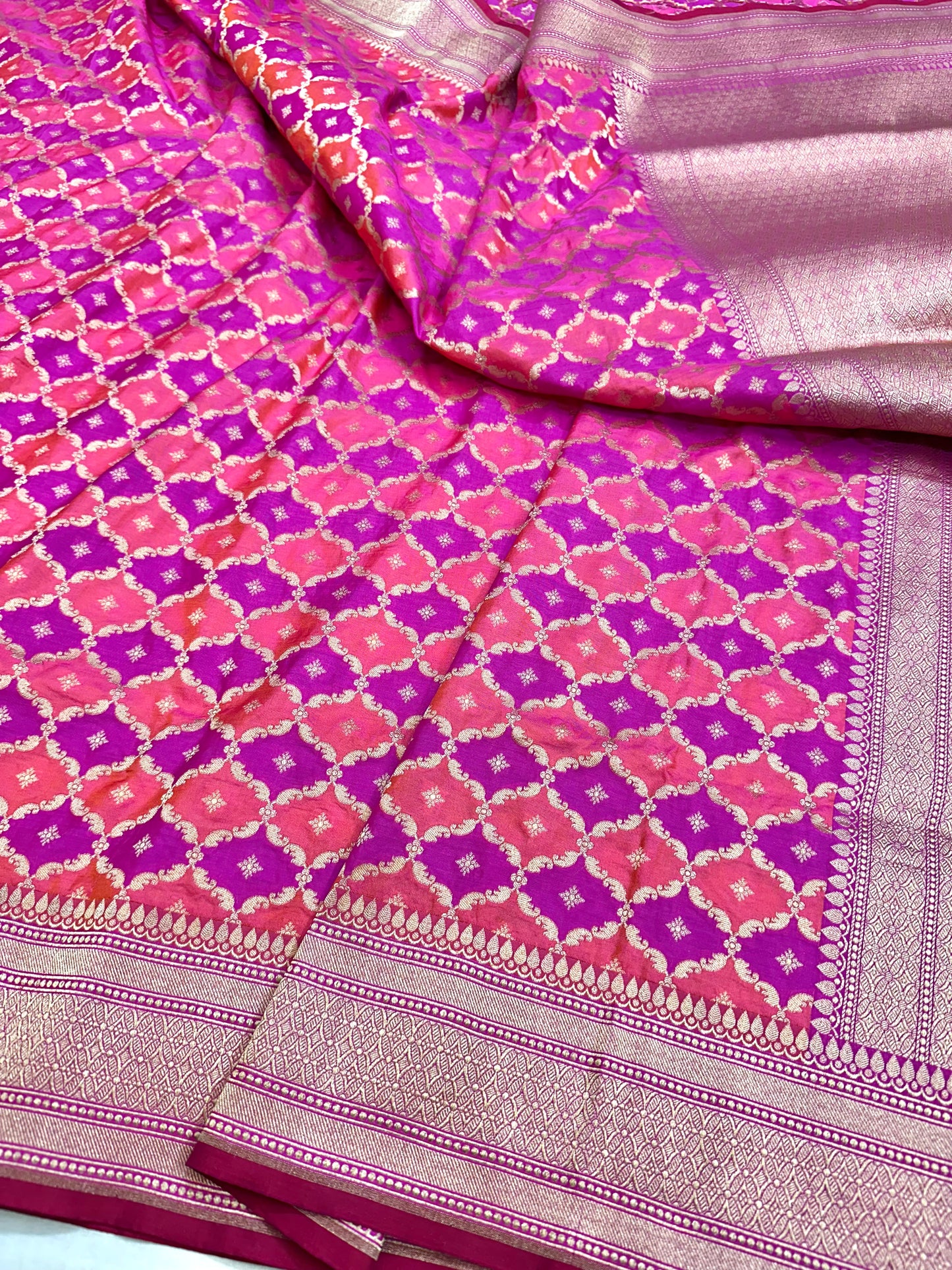 Rani Pink Rangkat Banarasi katan Silk Saree