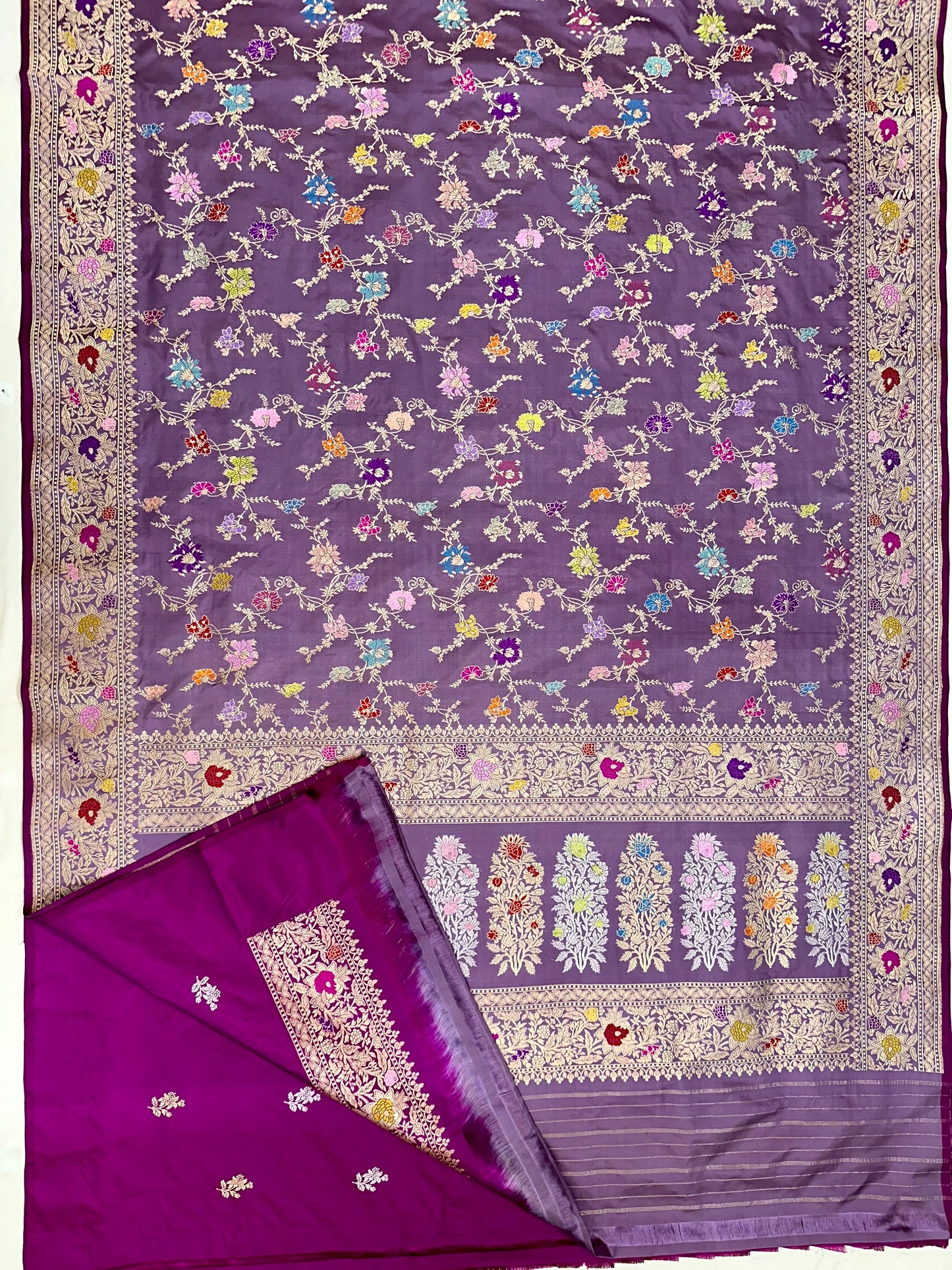 Plum shade Pure Handloom Banarasi Katan by Katan Silk Saree