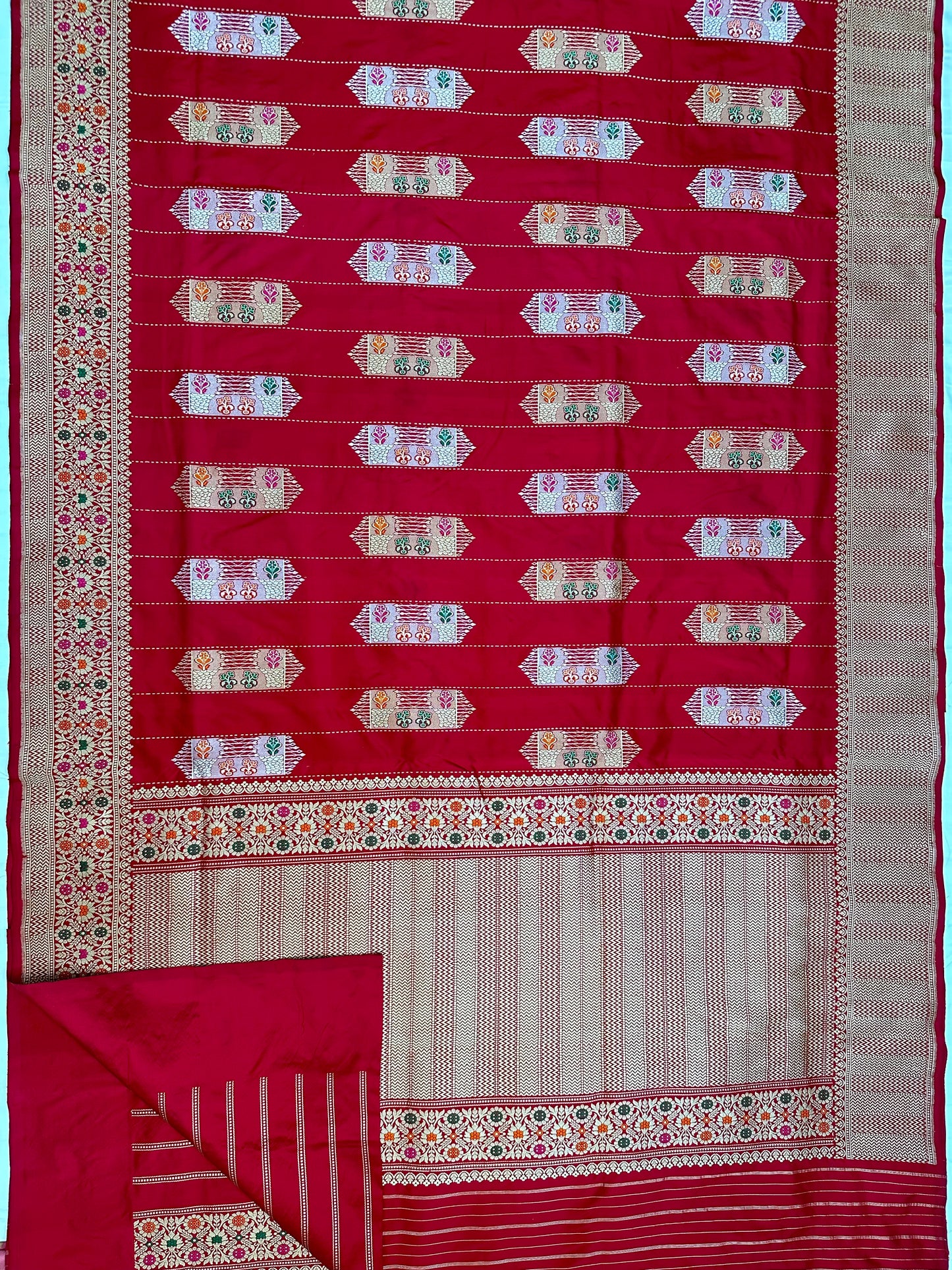 Red Designers Handloom Banarasi Katan by Katan Silk Saree