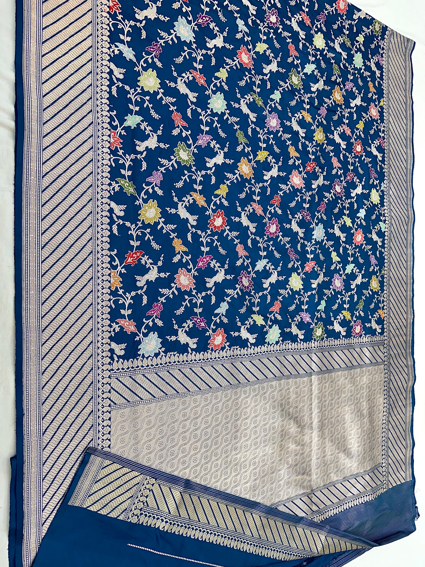 Rama green luxury jaal designer Pure Handloom Banarasi Katan by Katan Silk Kadhwa weave Saree