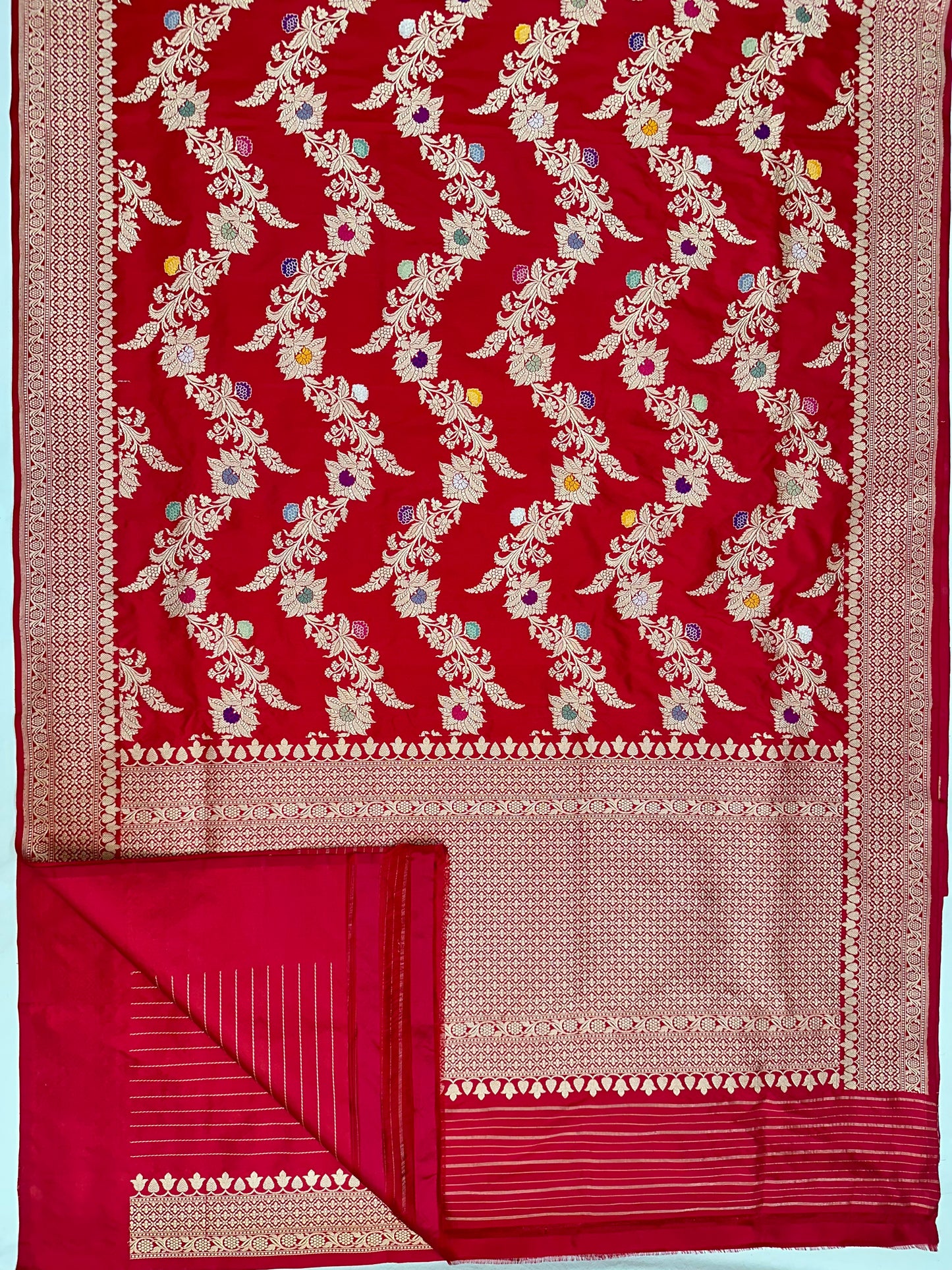 Red Pure Handloom Banarasi Katan by Katan Silk Saree