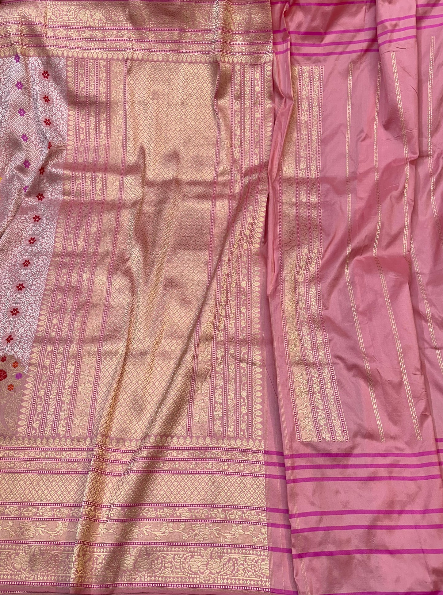 Baby Pink Skirt Pattern Designer Handloom Banarasi Katan by Katan Silk Saree