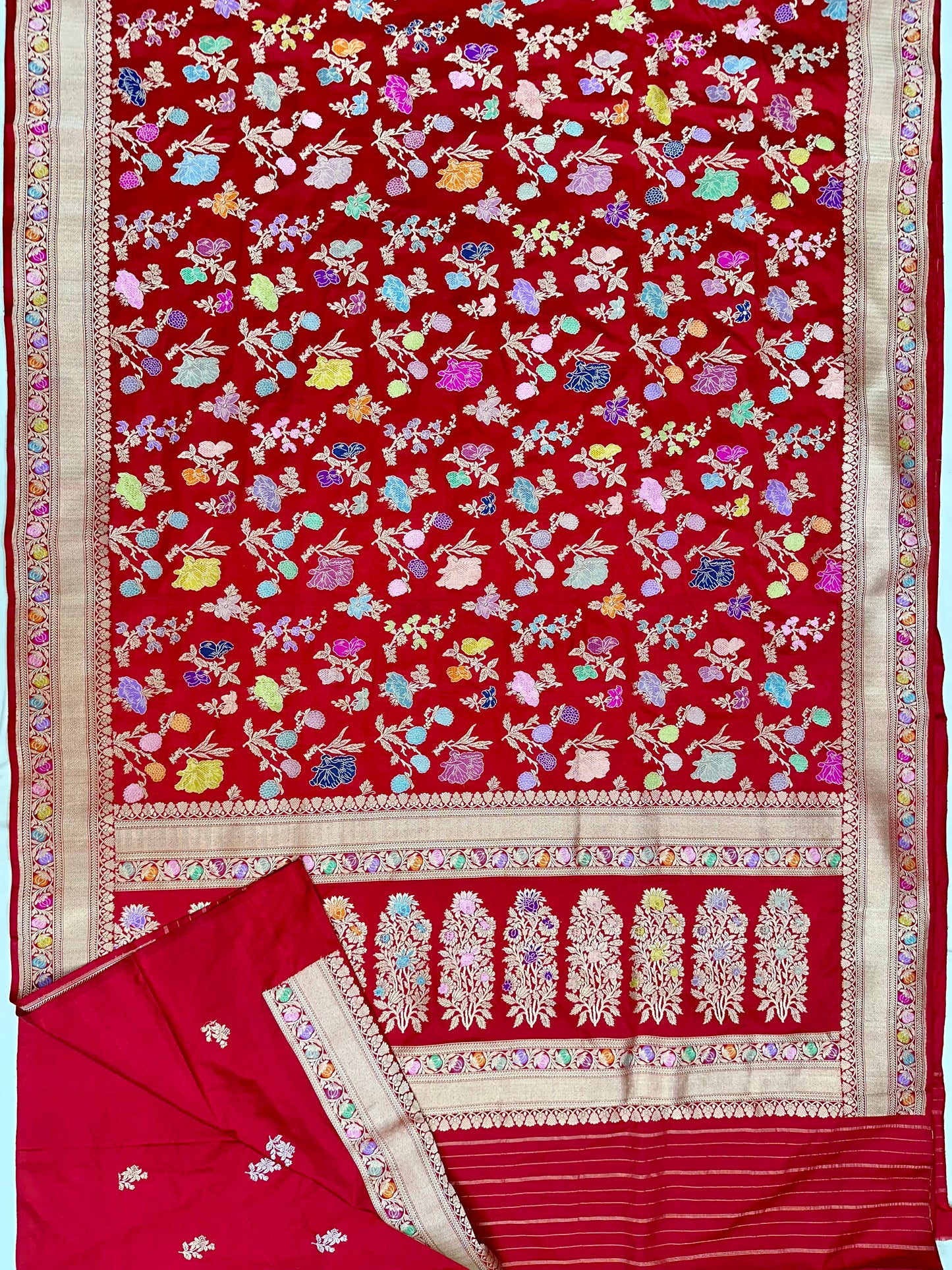 Luxury Red Pure Handloom Banarasi Katan by Katan Silk Saree