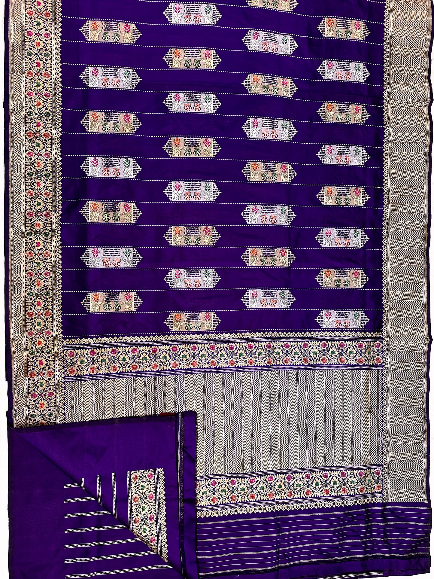 Purple Designers Handloom Banarasi Katan by Katan Silk Saree