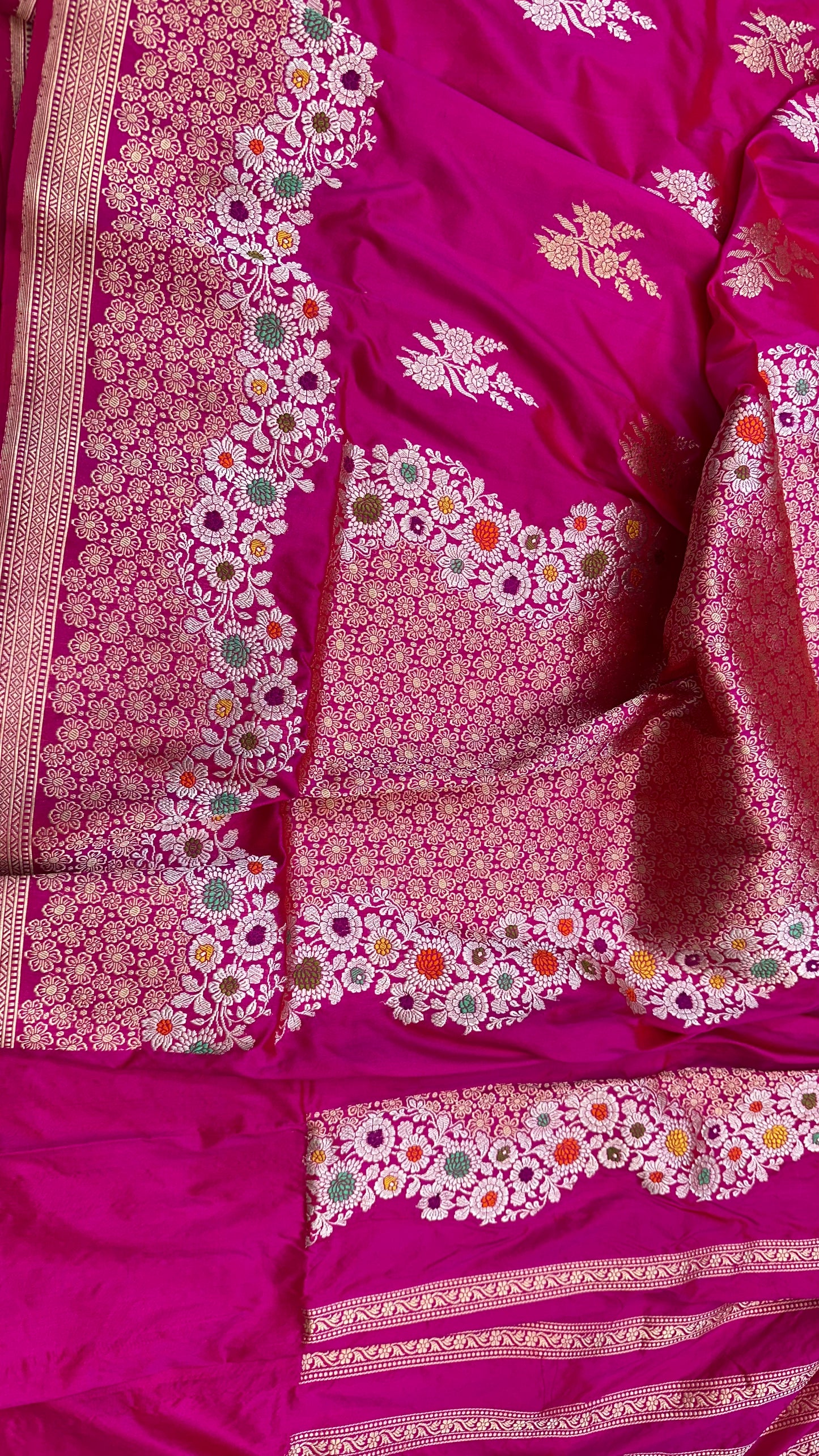 Rani pink Designer Handloom Banarasi Katan by Katan Silk Saree
