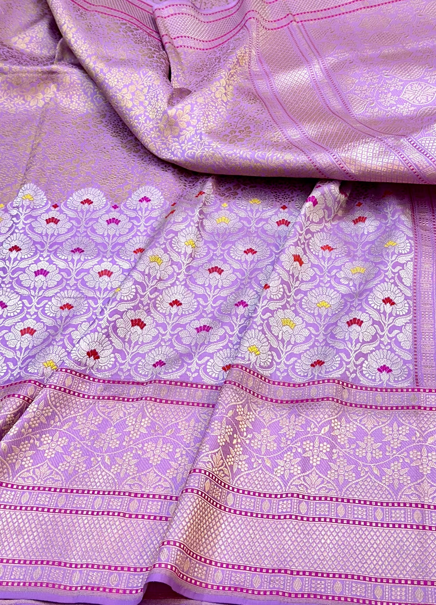 Lavender skirt Pattern Designer Handloom Banarasi Katan by Katan Silk Saree