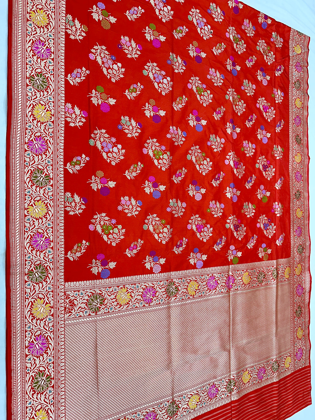 Red Pure Handloom Banarasi Katan by Katan Silk Kadhwa weave Saree