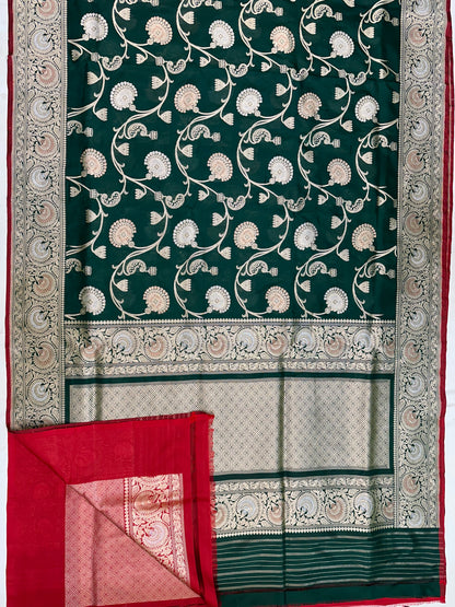 Green Pure Handloom Banarasi Katan by Katan Silk Saree
