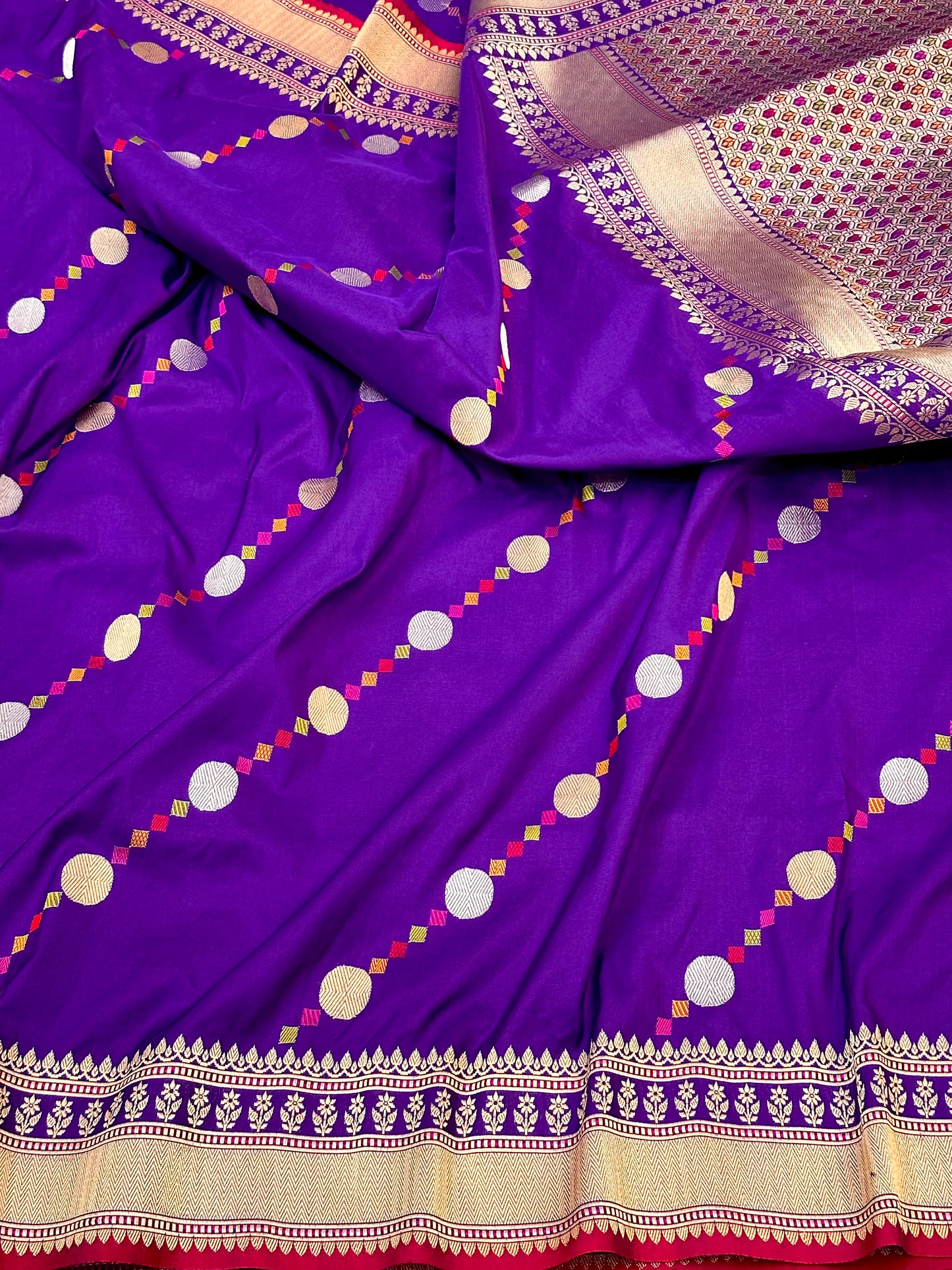 Purple Pure Handloom Banarasi Katan by Katan Silk Kadhwa weave Saree