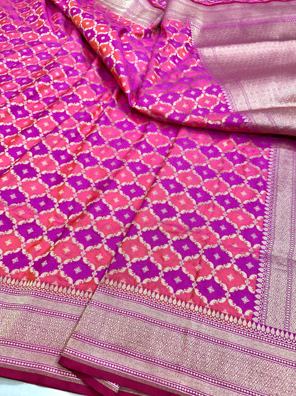 Rani Pink Rangkat Banarasi katan Silk Saree