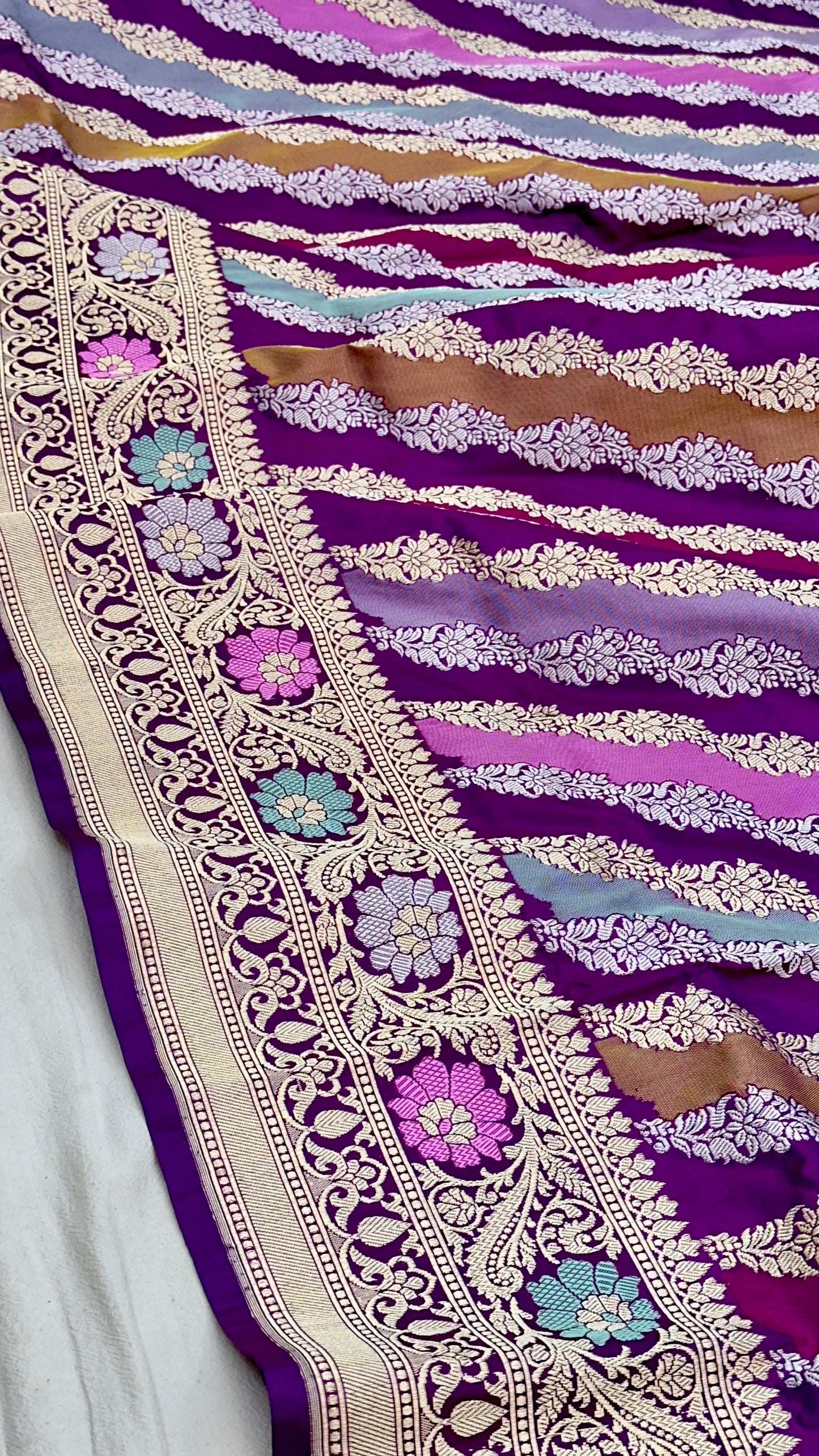Magenta Rangkat designer Pure Handloom Banarasi Katan by Katan Silk Saree