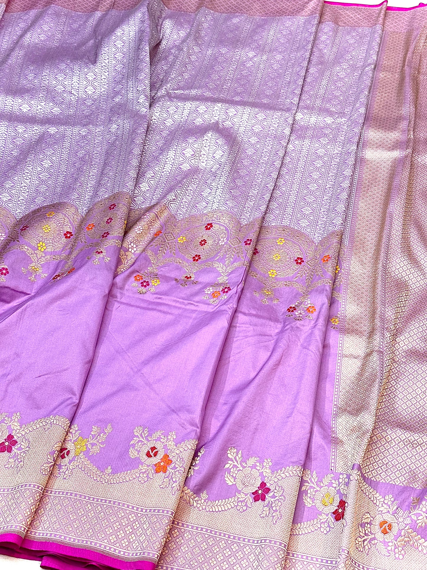 Lavender Skirt Pattern Designer Handloom Banarasi Katan by Katan Silk Saree
