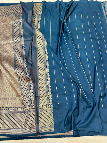 Rama green luxury jaal designer Pure Handloom Banarasi Katan by Katan Silk Kadhwa weave Saree