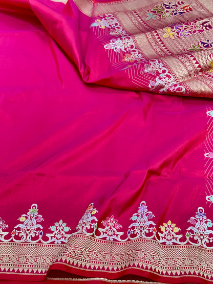 Rani Pure Banarasi handwoven Kadhwa weave katan Silk Saree