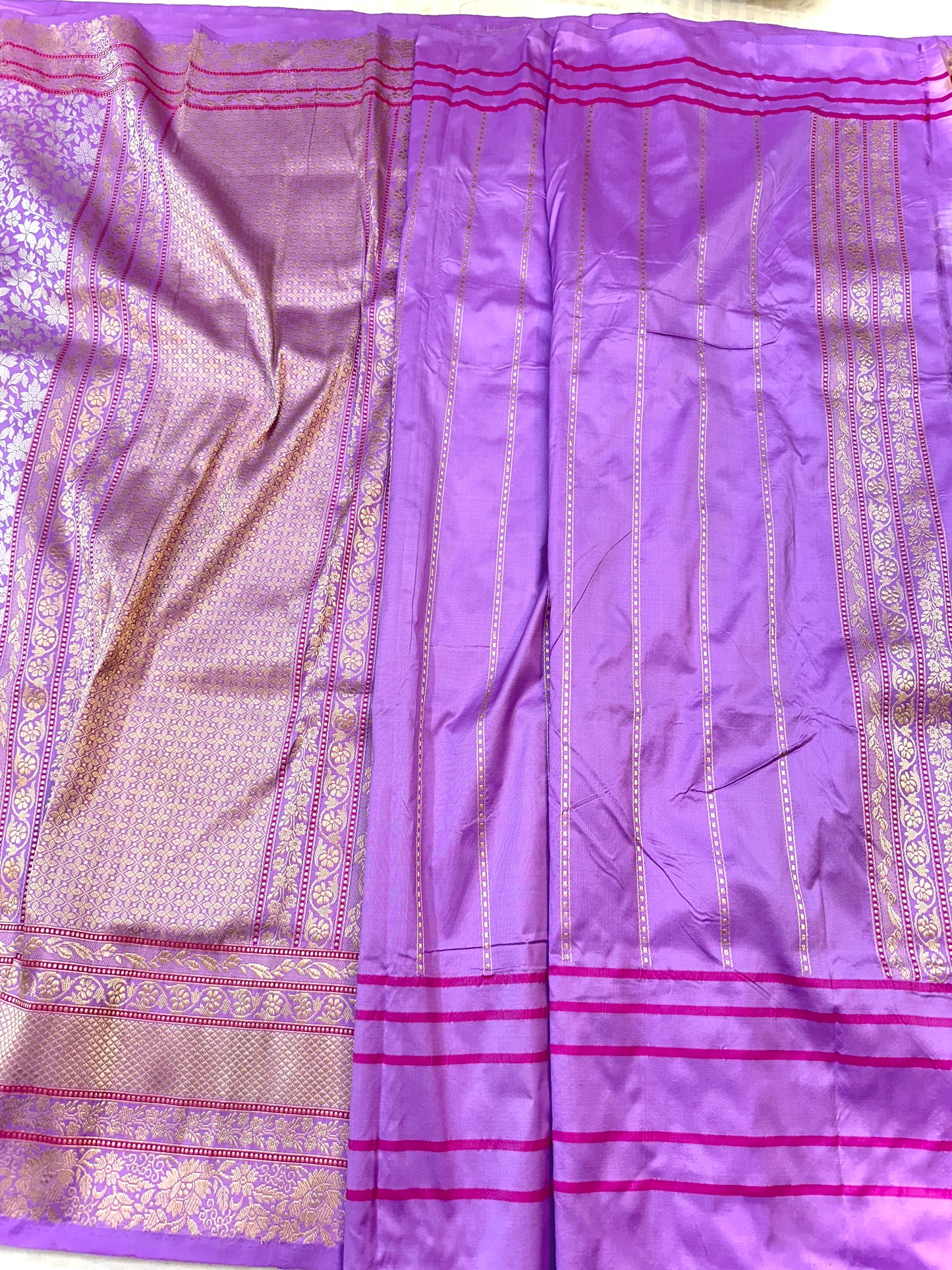Lavender Skirt Pattern Designer Handloom Banarasi Katan by Katan Silk Saree