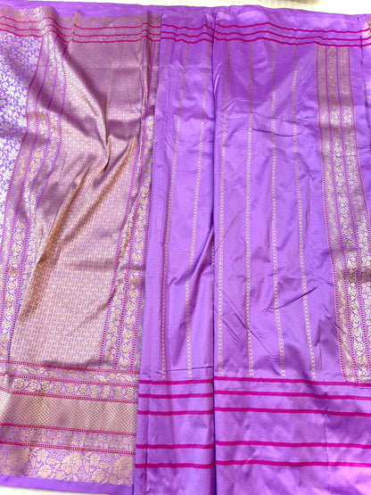 Lavender Skirt Pattern Designer Handloom Banarasi Katan by Katan Silk Saree