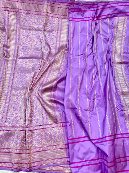 Lavender skirt Pattern Designer Handloom Banarasi Katan by Katan Silk Saree
