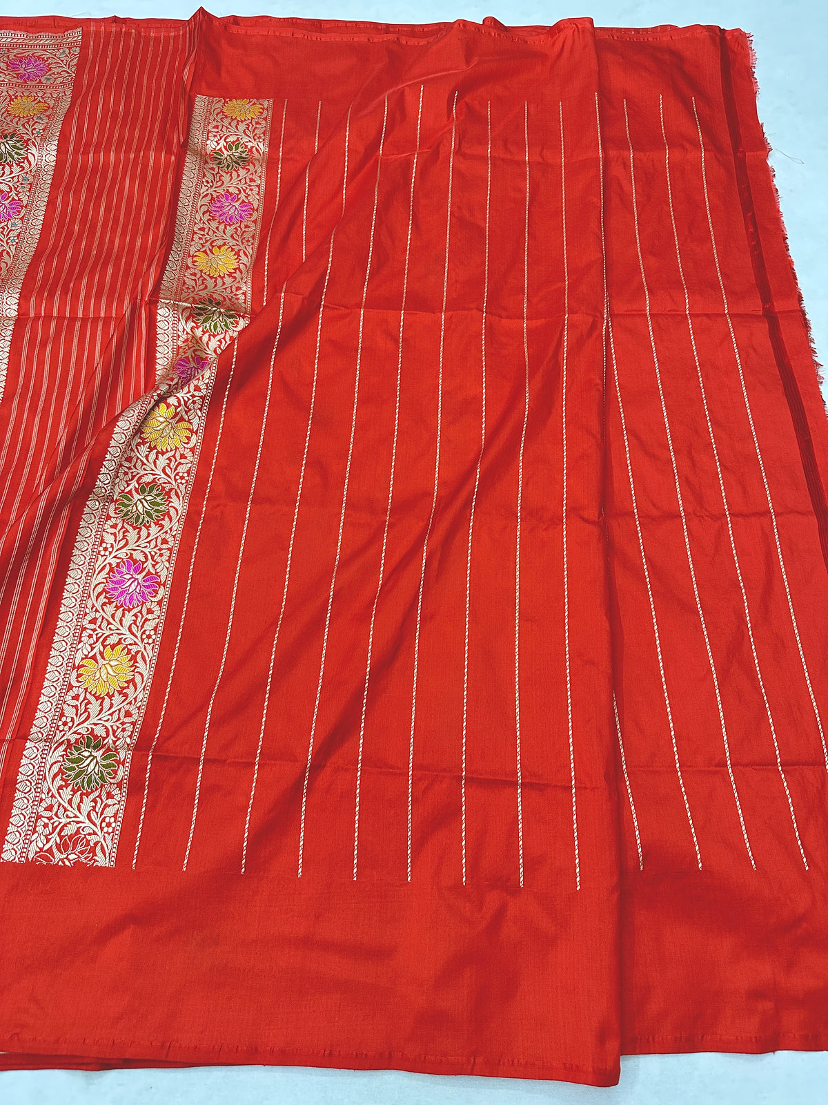 Red Pure Handloom Banarasi Katan by Katan Silk Kadhwa weave Saree