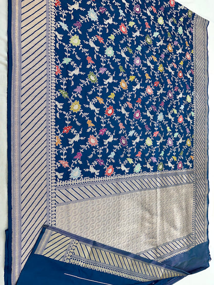 Rama green luxury jaal designer Pure Handloom Banarasi Katan by Katan Silk Kadhwa weave Saree