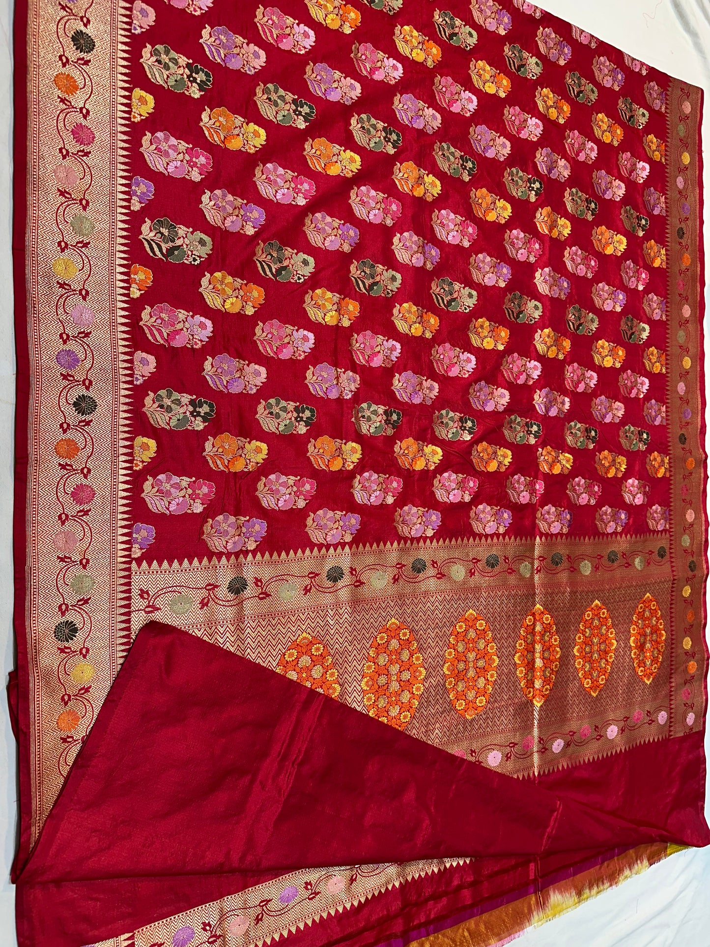 Red Pure Banarasi katan Silk Cutwork Saree