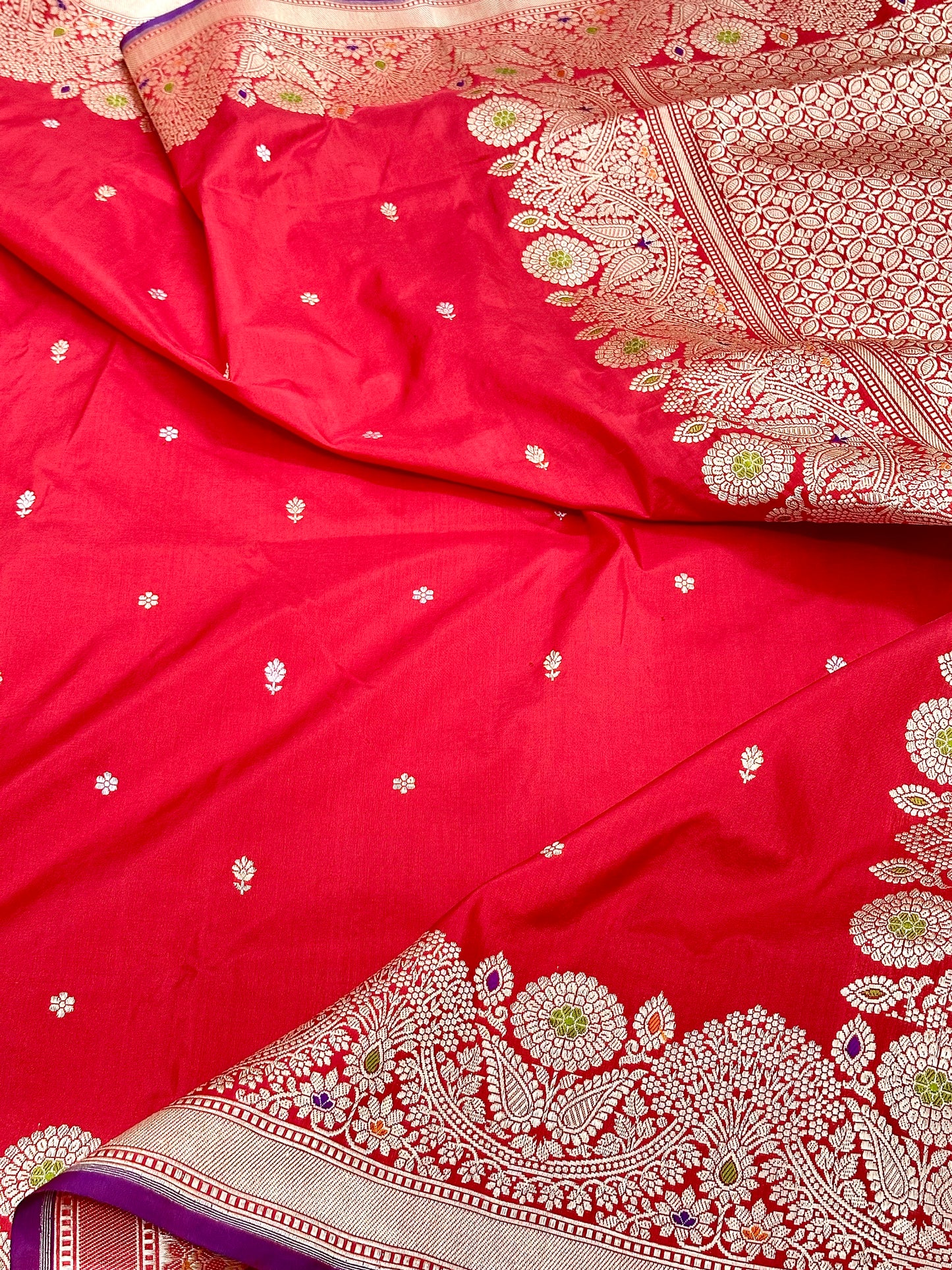 Red Handloom Pure Banarasi Katan by Katan Silk Kadhwa weave Saree