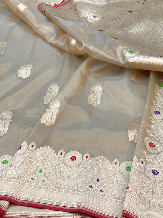 Golden zari Pure Banarasi Handloom Tissue Saree