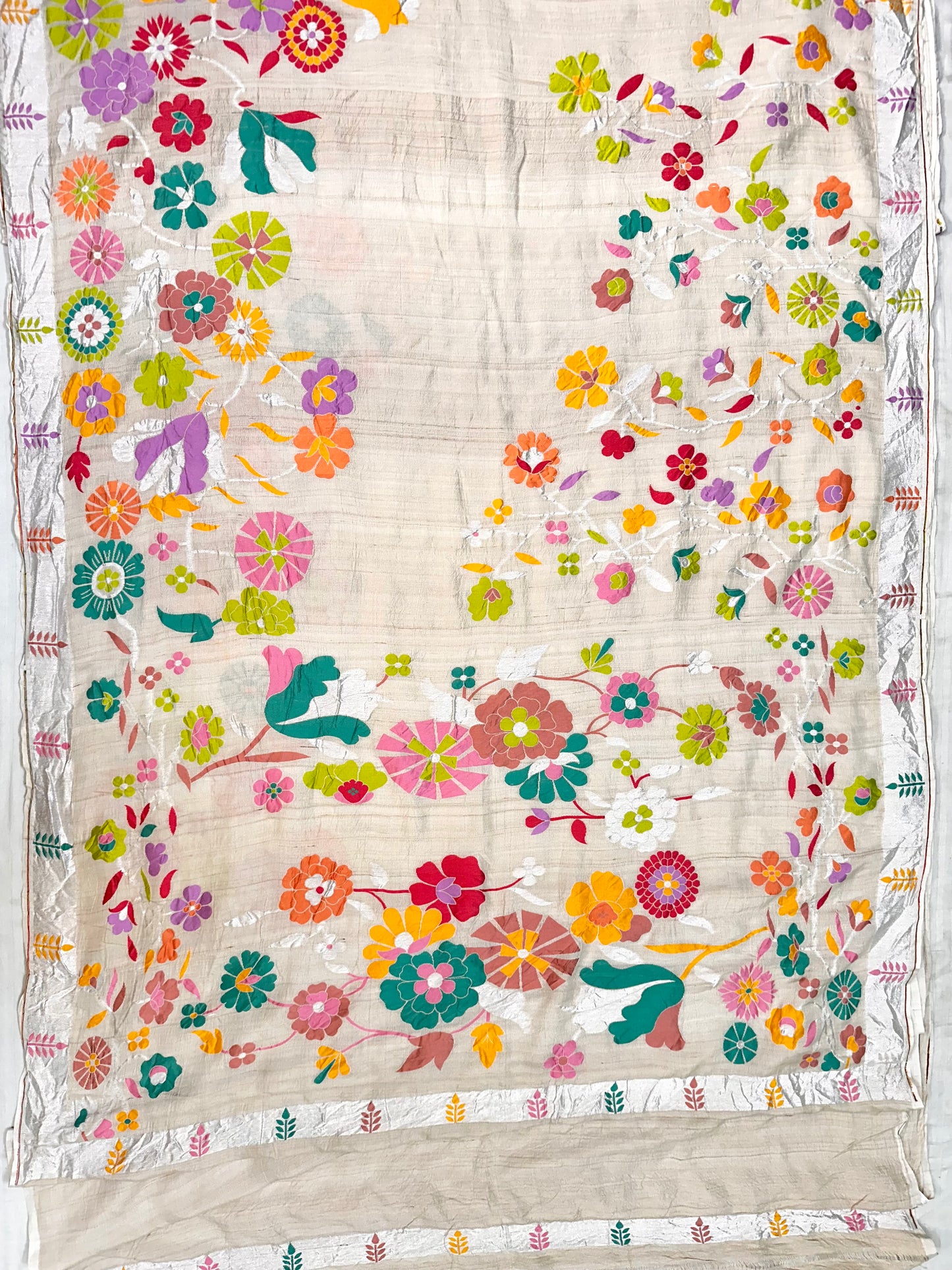Ivory Banarasi Tassar Silk Cutwork weave dyeable Saree