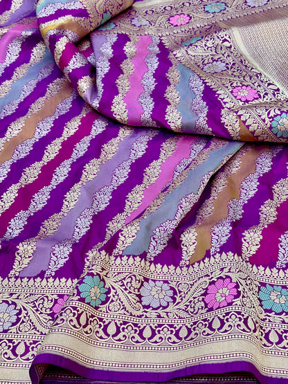 Magenta Rangkat designer Pure Handloom Banarasi Katan by Katan Silk Saree