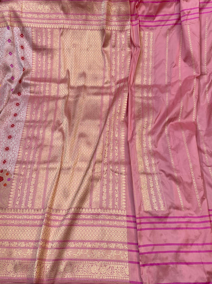 Baby Pink Skirt Pattern Designer Handloom Banarasi Katan by Katan Silk Saree