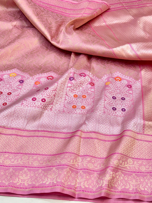 Strawberry Skirt Pattern Designer Handloom Banarasi Katan by Katan Silk Saree