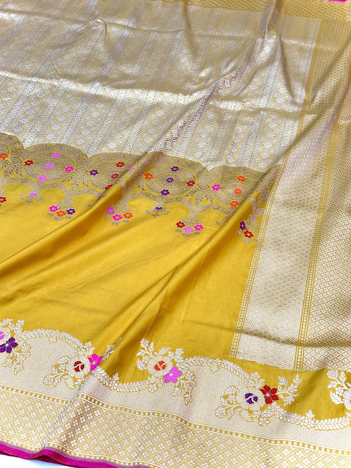 Mustard Skirt Pattern Designer Handloom Banarasi Katan by Katan Silk Saree