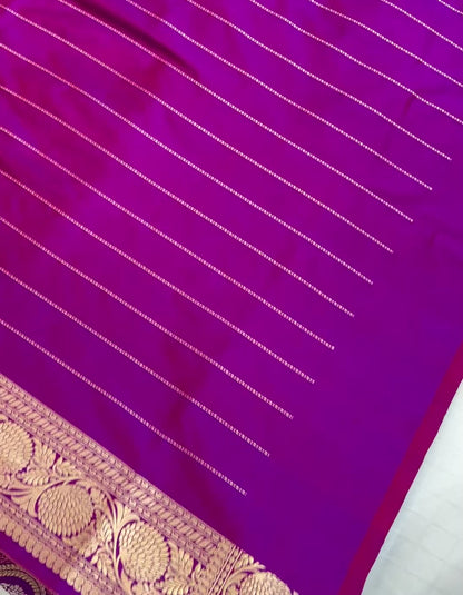 Magenta Designer Handloom Banarasi Katan by Katan Silk Saree